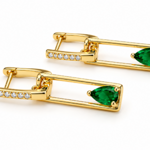 Aros Geométricos Cristal Verde Esmeralda