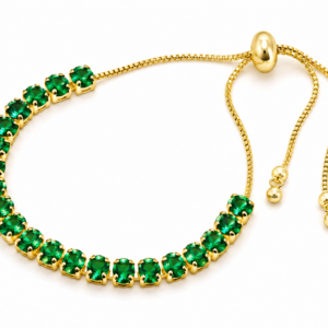 Pulsera Tennis Verde Esmeralda Ajustable – Enchapada en Oro 18K
