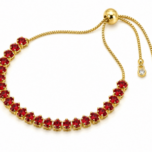 Pulsera Tennis Rubí Ajustable – Enchapada en Oro 18K